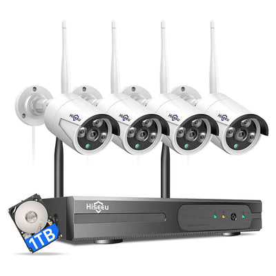 Hiseeu Wireless Security System with 4 Night Vision Cameras and 1 TB Hard Drive