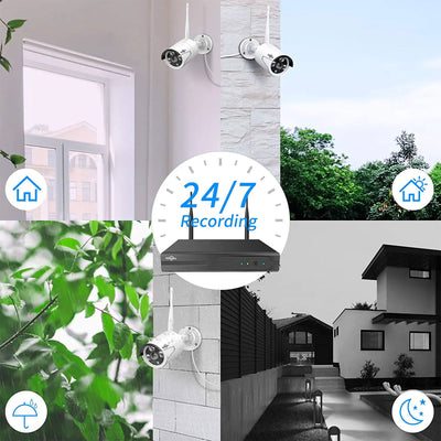 Hiseeu Wireless Security System with 4 Night Vision Cameras and 1 TB Hard Drive