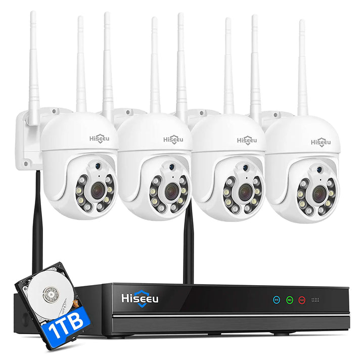 Hiseeu Wireless Security System with 4 Night Vision Cameras and 1 TB Hard Drive