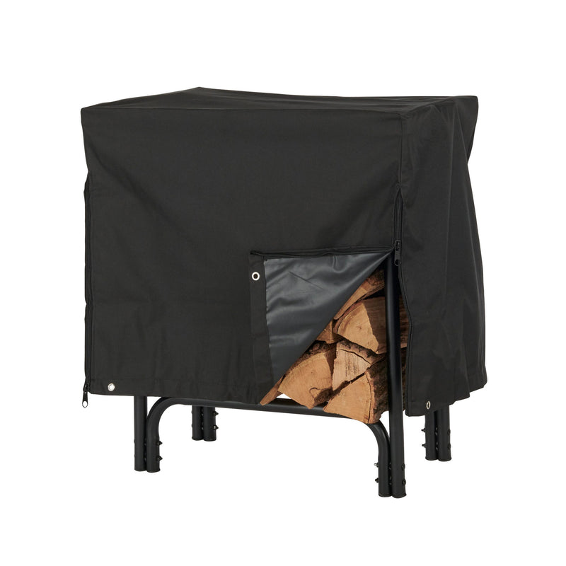 Shelter SLRCD-S 31 In Deluxe Firewood Log Rack Cover with Zippers, Small, Black
