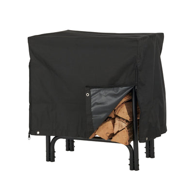 Shelter 31 In Deluxe Firewood Log Rack Cover with Zippers, Black (Open Box)