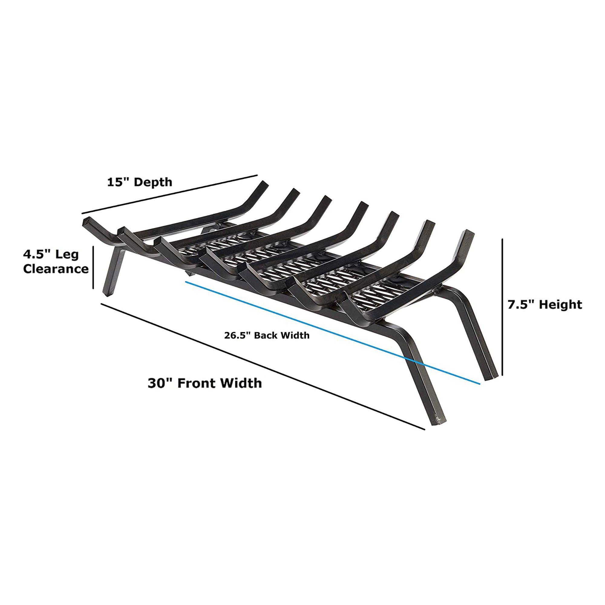 Liberty Foundry Flat Bottom Basket Steel Bar Fireplace Grate, Black (Used) - VMInnovations
