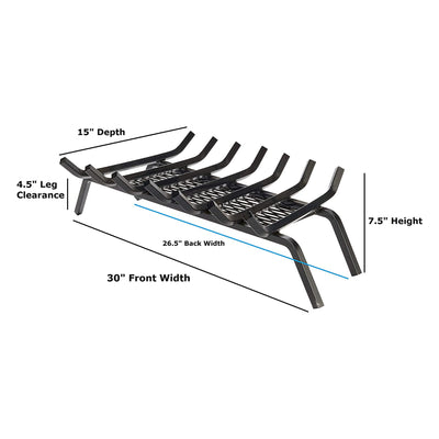 Liberty Foundry Flat Bottom Basket Steel Bar Fireplace Grate, Black (Used) - VMInnovations