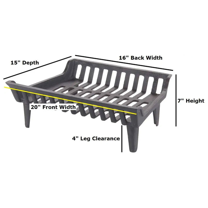Liberty Foundry G800-20-BX Cast Iron Grate for Masonry Fireplaces and Stove