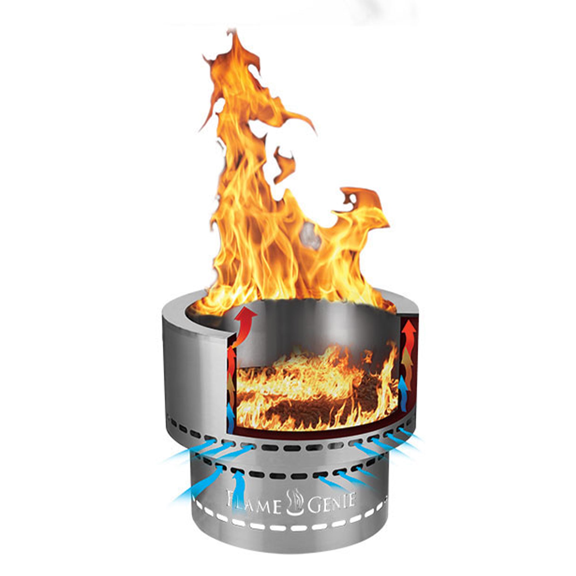 Flame Genie FG-16-SS 13.5 Inch Smoke Free Fire Pit w/Ash Pan, Steel (Open Box) - VMInnovations