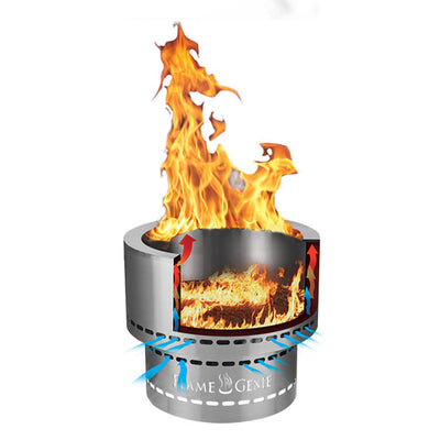Flame Genie FG-16-SS 13.5 Inch Smoke Free Fire Pit w/Ash Pan, Steel (Open Box) - VMInnovations