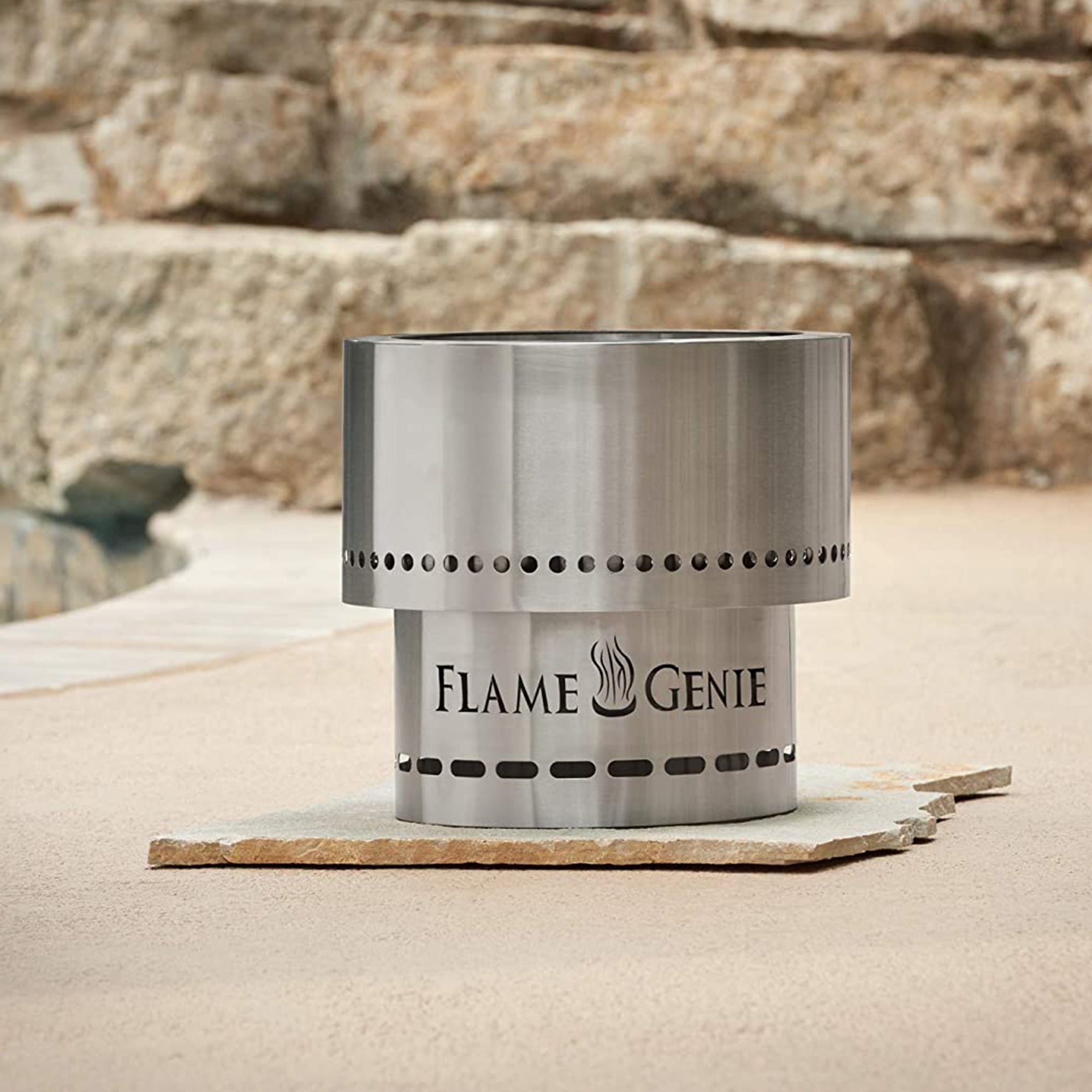 Flame Genie FG-16-SS 13.5 Inch Smoke Free Fire Pit w/Ash Pan, Steel (Open Box) - VMInnovations