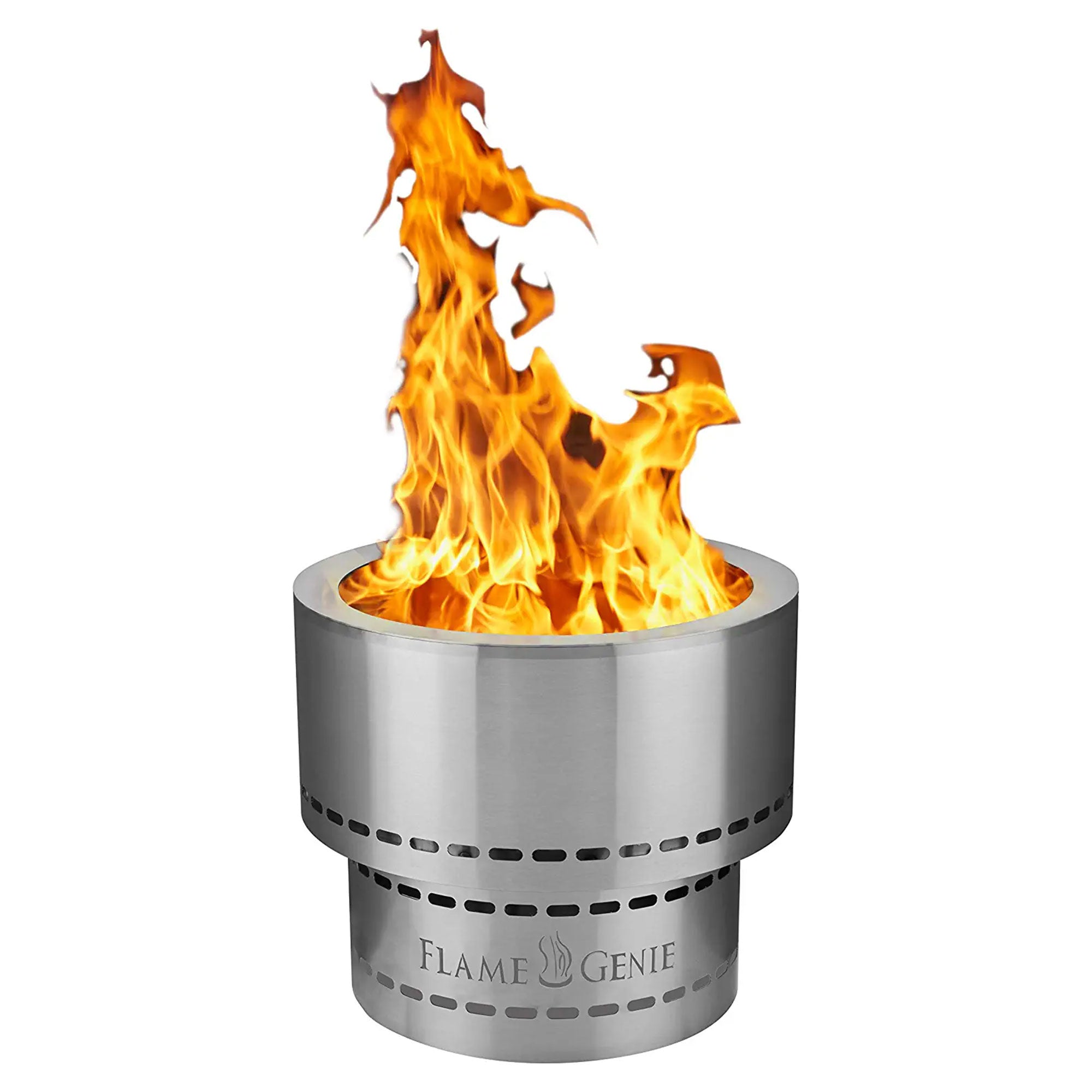Flame Genie 19 Inch Smoke Free Wood Pellet Fire Pit, Stainless Steel (Open Box) - VMInnovations
