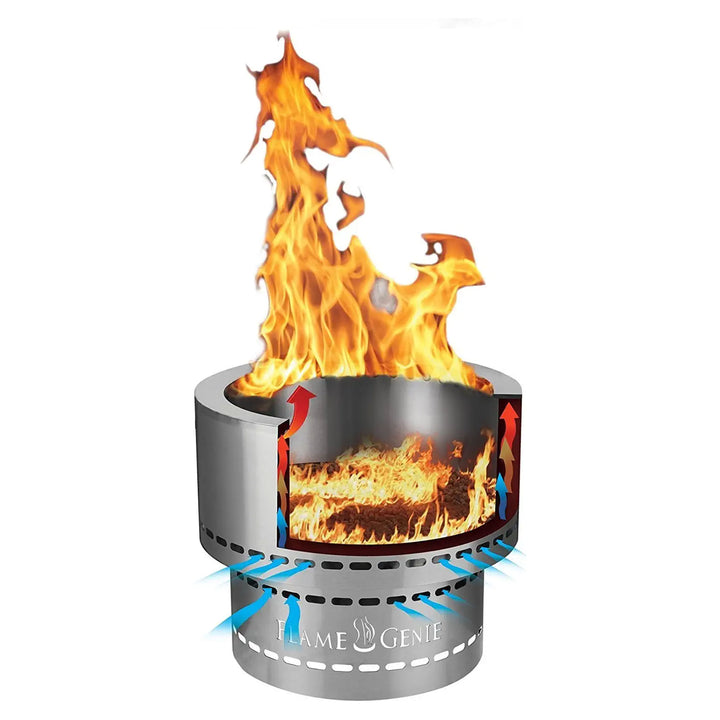 Flame Genie 19 Inch Smoke Free Wood Pellet Fire Pit, Stainless Steel (Open Box)