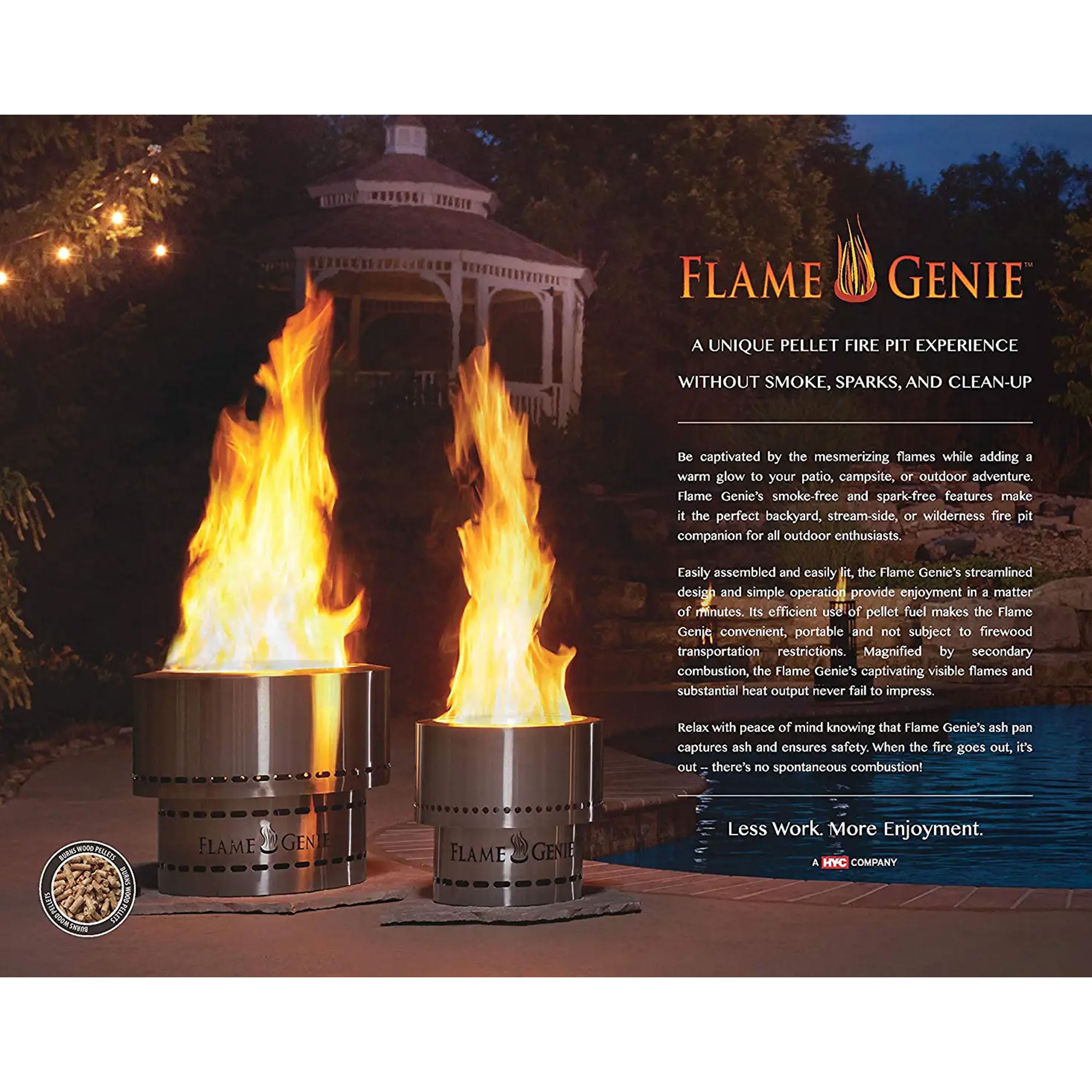 Flame Genie FG-19-SS 19 Inch Smoke Free Wood Pellet Fire Pit, Stainless Steel - VMInnovations
