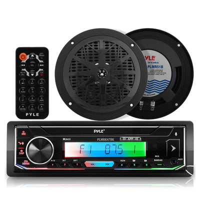 Pyle 300 Watt Bluetooth Marine Stereo Receiver & Speaker Kit with Remote Control - VMInnovations