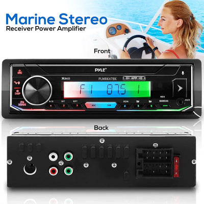 Pyle 300 Watt Bluetooth Marine Stereo Receiver & Speaker Kit with Remote Control - VMInnovations