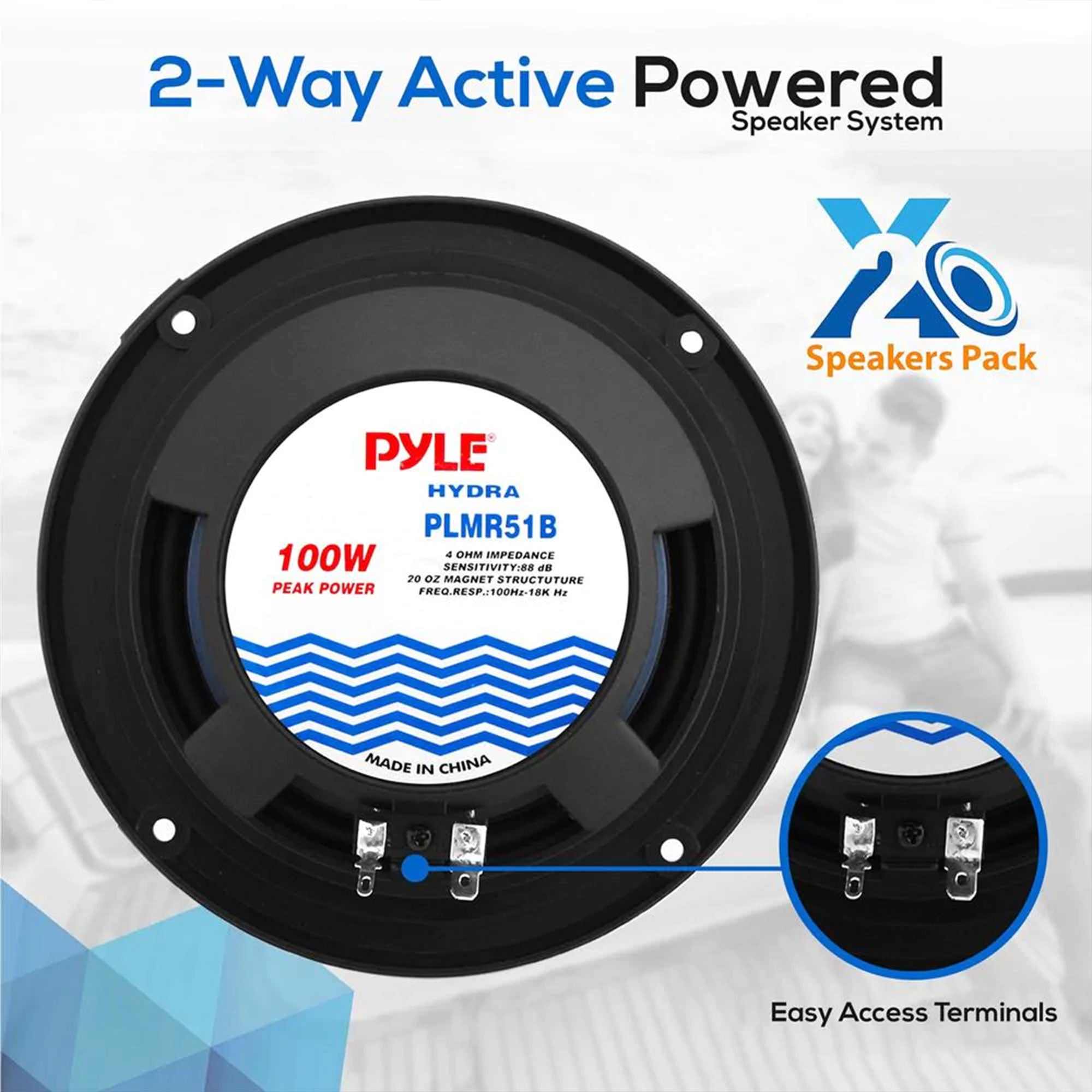 Pyle 300 Watt Bluetooth Marine Stereo Receiver & Speaker Kit with Remote Control - VMInnovations