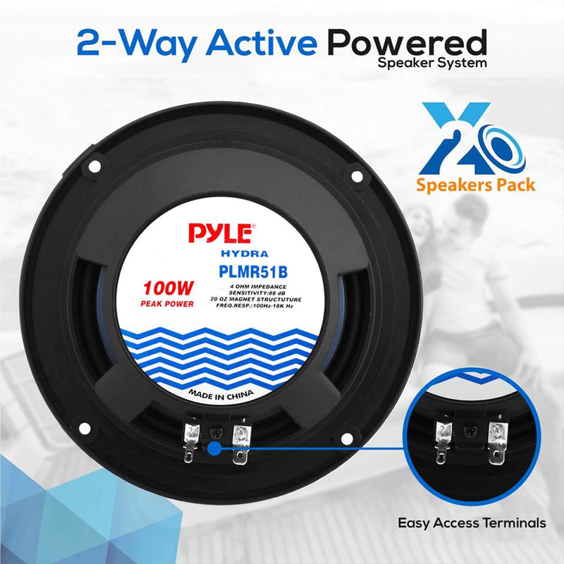 Pyle 300 Watt Bluetooth Marine Stereo Receiver & Speaker Kit with Remote Control