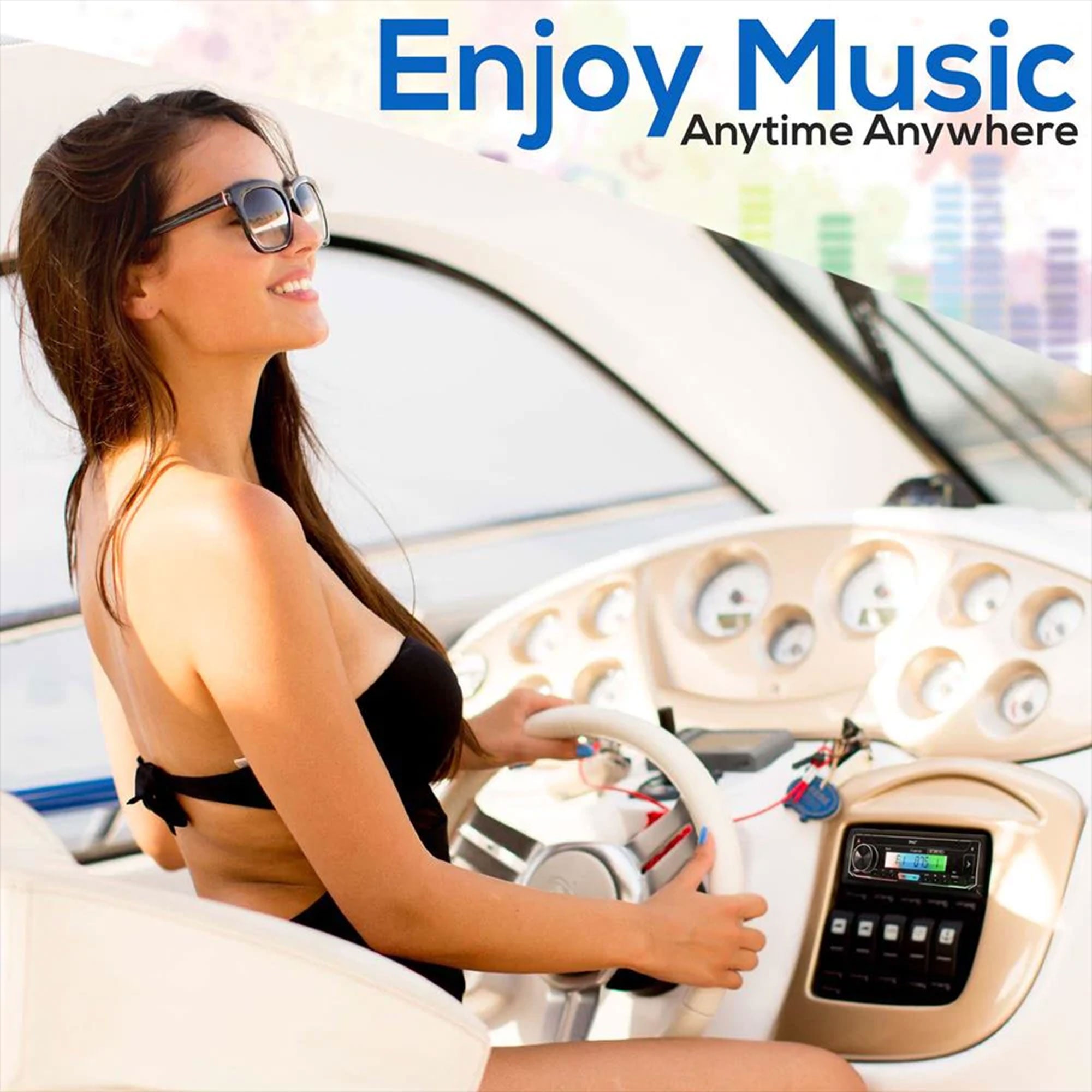Pyle 300 Watt Bluetooth Marine Stereo Receiver & Speaker Kit with Remote Control - VMInnovations
