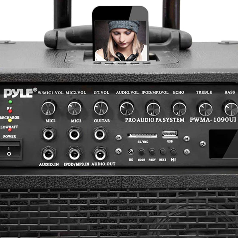 Pyle Portable 800W Max 400W RMS 10" Outdoor 3 Way PA Cabinet Loud Speaker Set