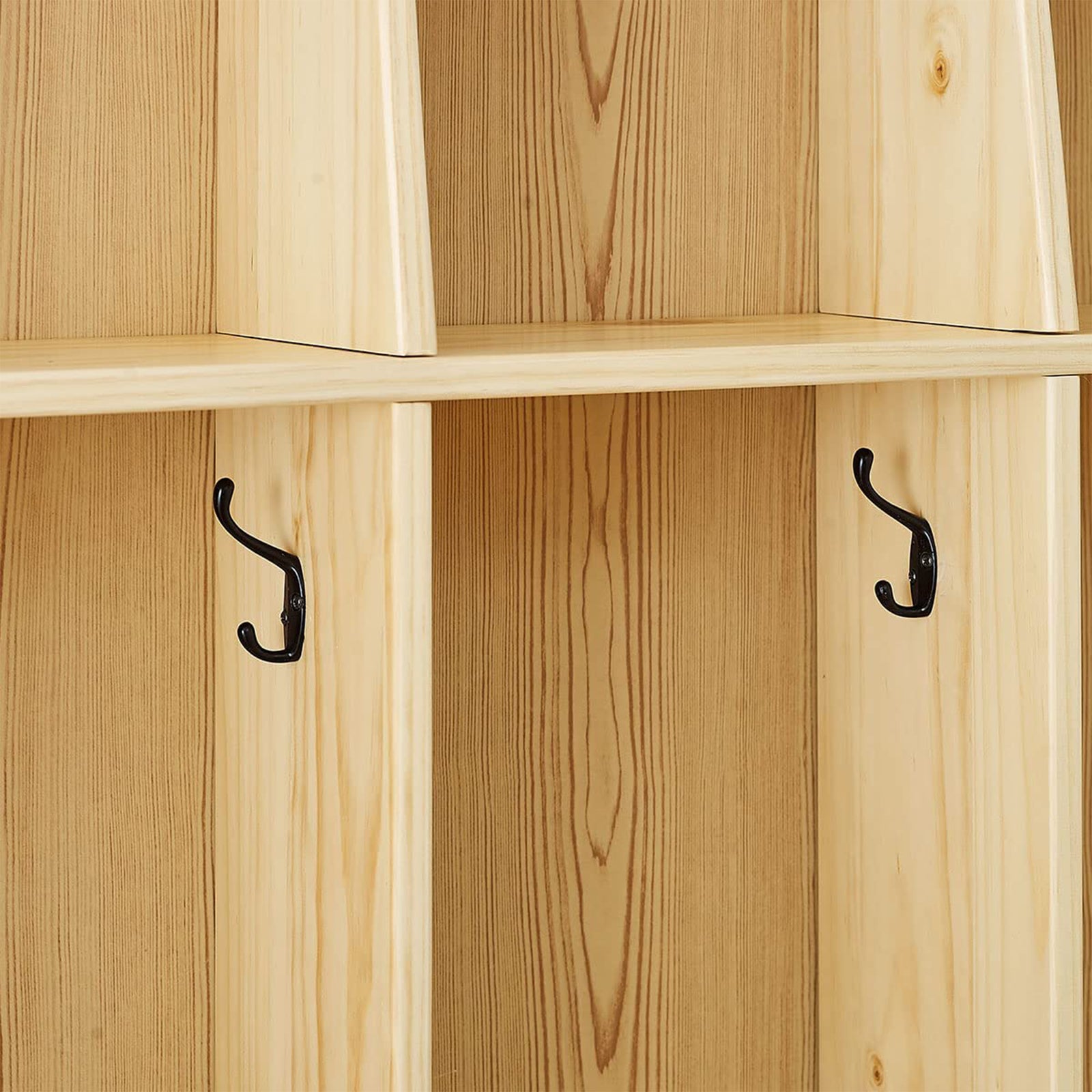 MUSHOMEINC 5-Section Classroom Coat Locker and Backpack Cubicle, Natural Pine - VMInnovations
