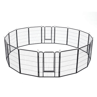 JOMEED Indoor and Outdoor 16-Panel, 31" High Dog Pet Playpen with Doors, Black