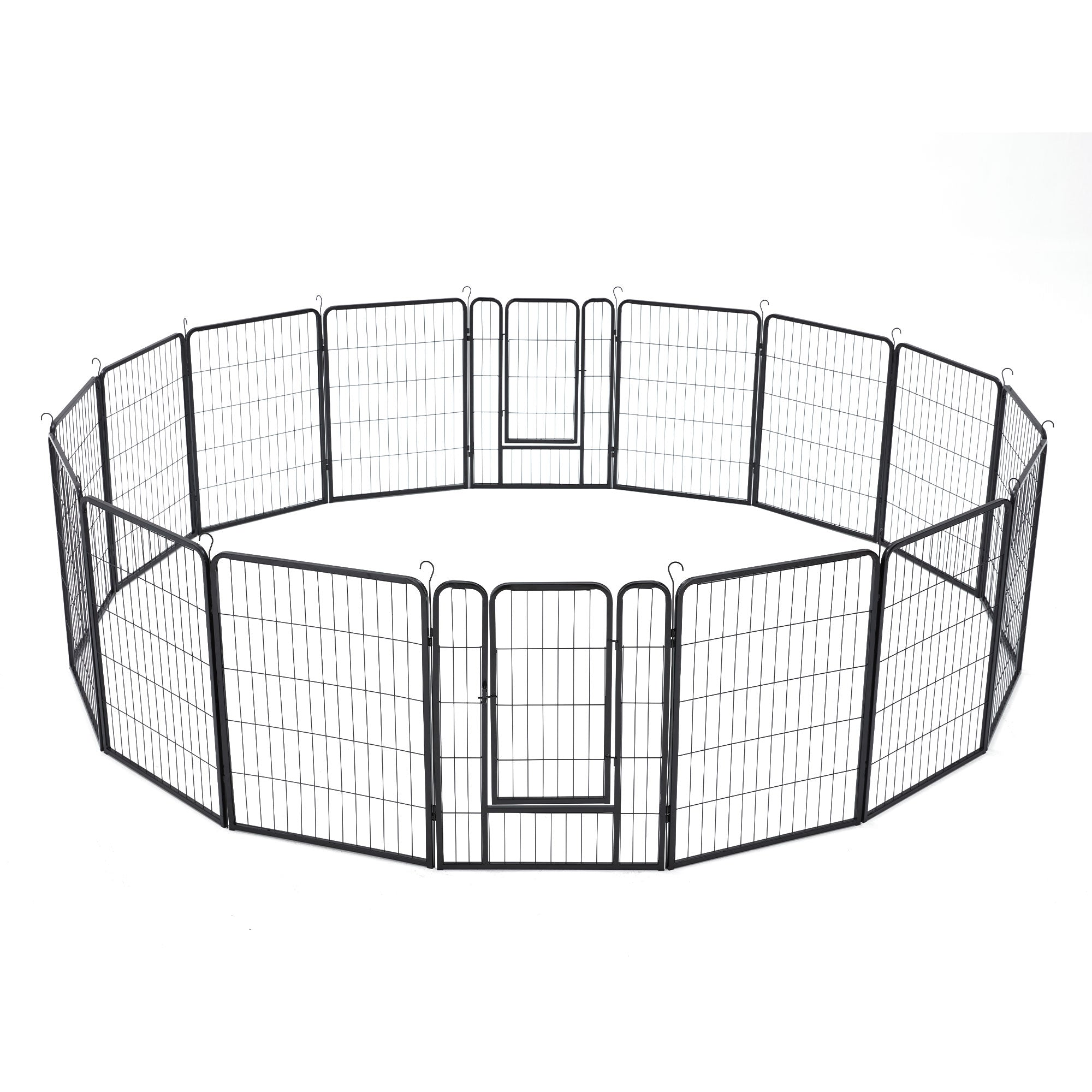 JOMEED Indoor and Outdoor 16-Panel, 31" High Dog Pet Playpen with Doors, Black