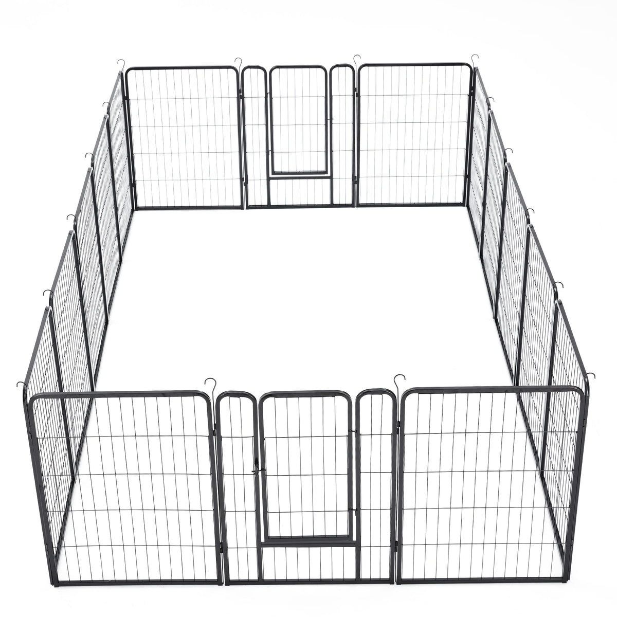 JOMEED Indoor and Outdoor 16-Panel, 31" High Dog Pet Playpen with Doors, Black