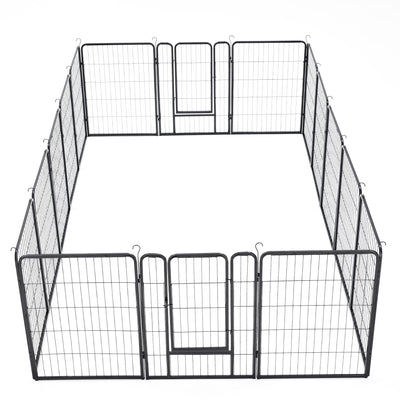 JOMEED Indoor and Outdoor 16-Panel, 31" High Dog Pet Playpen with Doors, Black