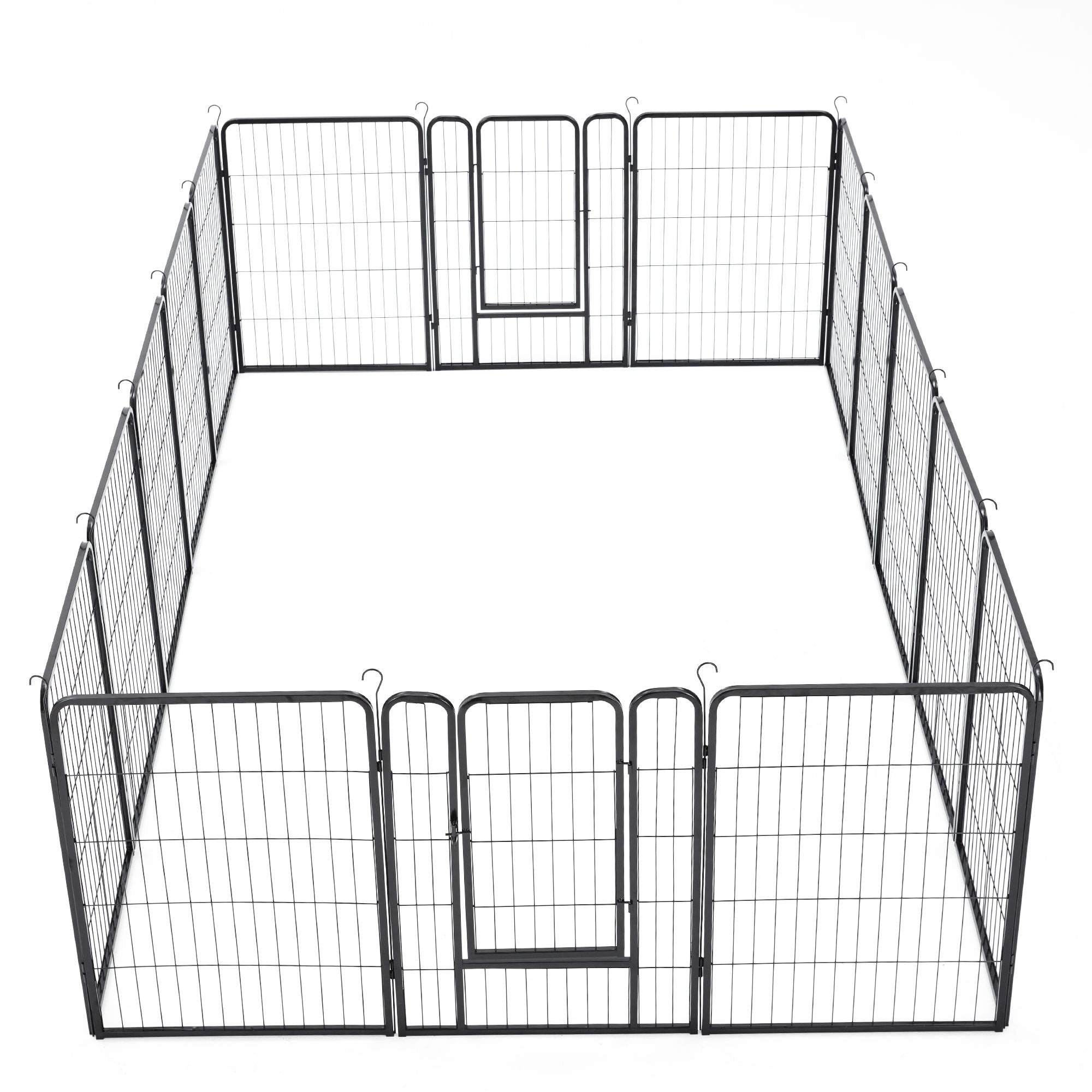 JOMEED Indoor and Outdoor 16-Panel, 31" High Dog Pet Playpen with Doors, Black