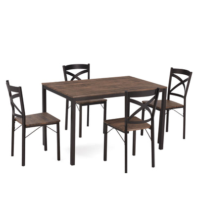 JOMEED 5 Piece Metal Kitchen Dining Table and Chairs Set, Brown/Black (Open Box) - VMInnovations