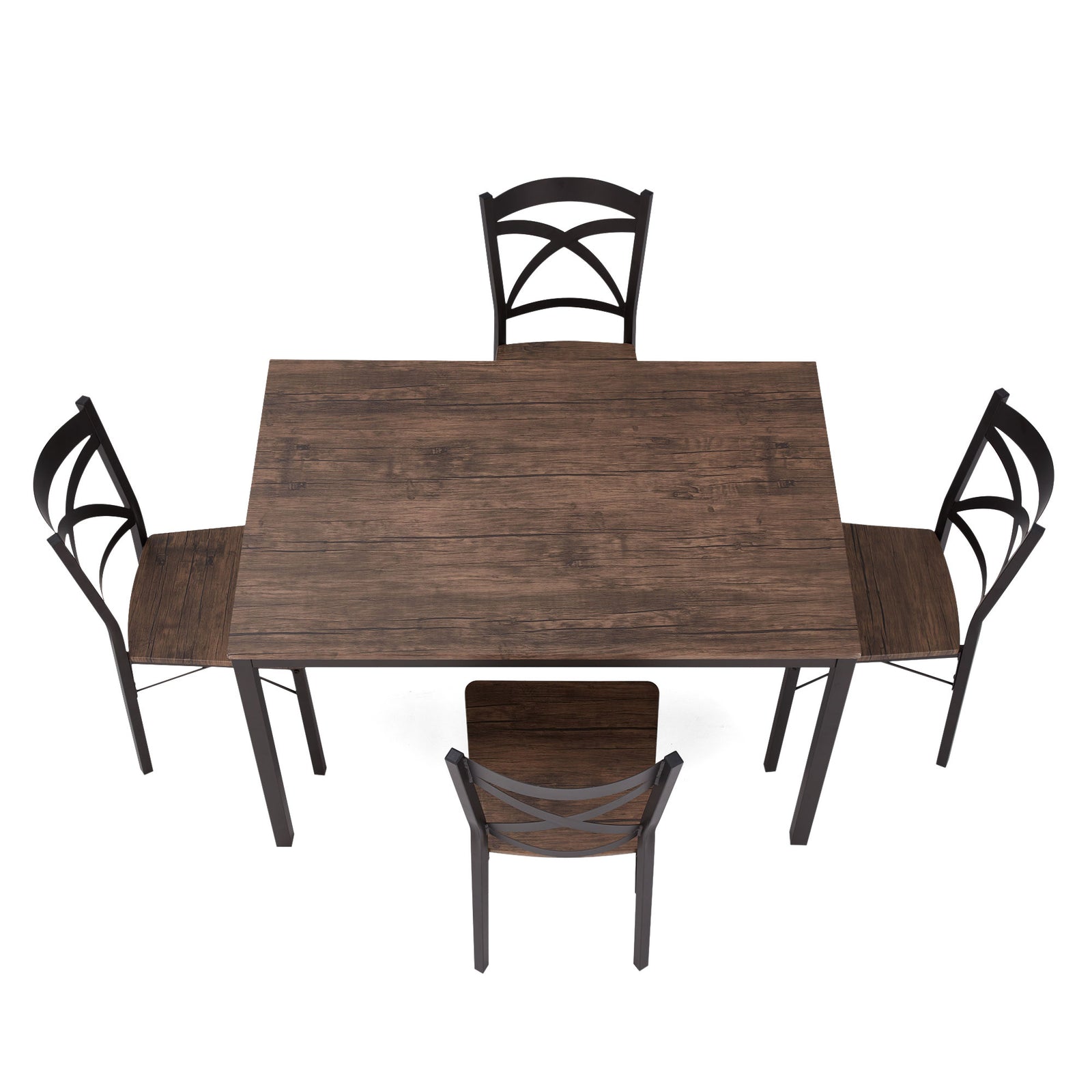 JOMEED 5 Piece Metal Kitchen Dining Table and Chairs Set, Brown/Black (Open Box) - VMInnovations