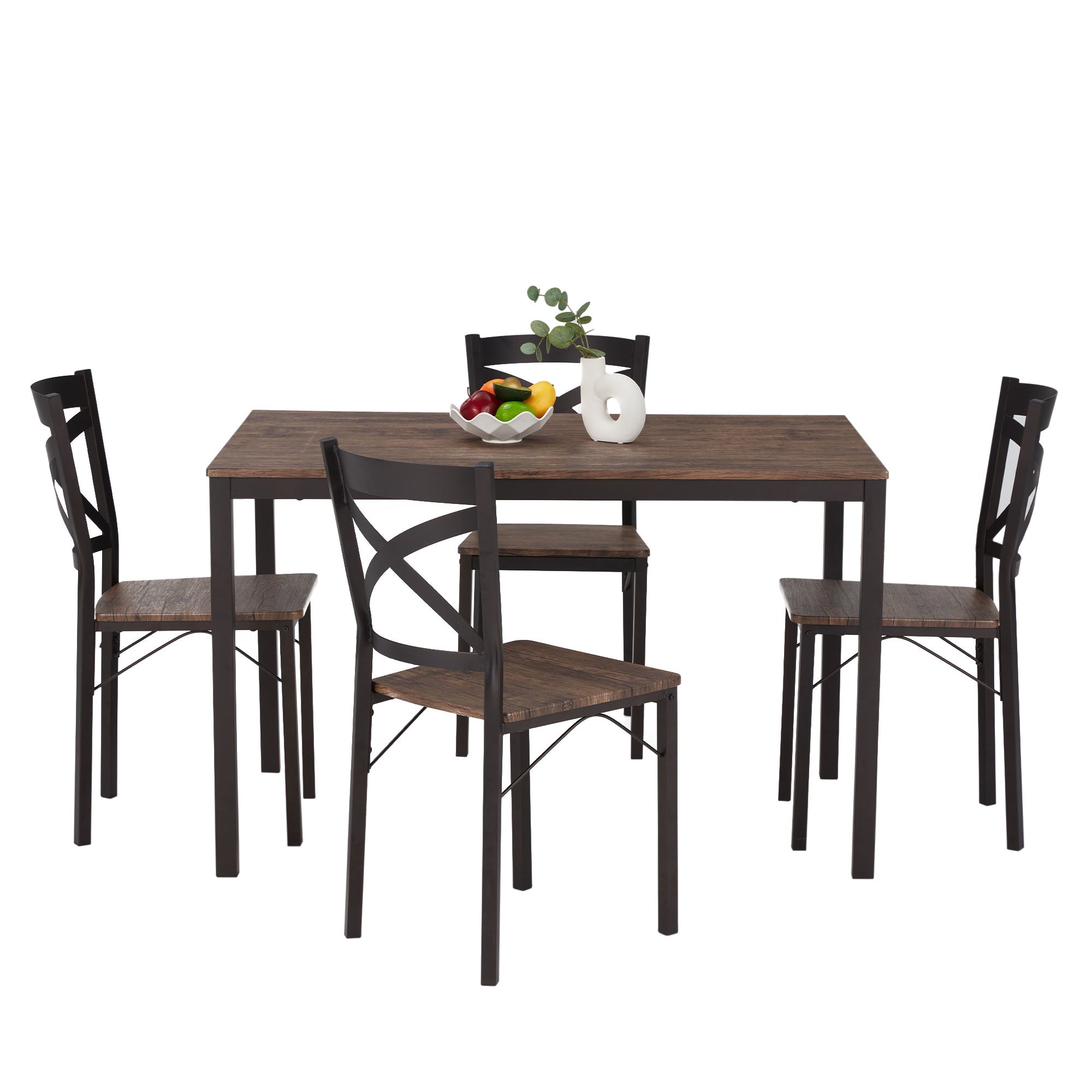 JOMEED 5 Piece Metal Kitchen Dining Table and Chairs Set, Brown/Black (Open Box) - VMInnovations
