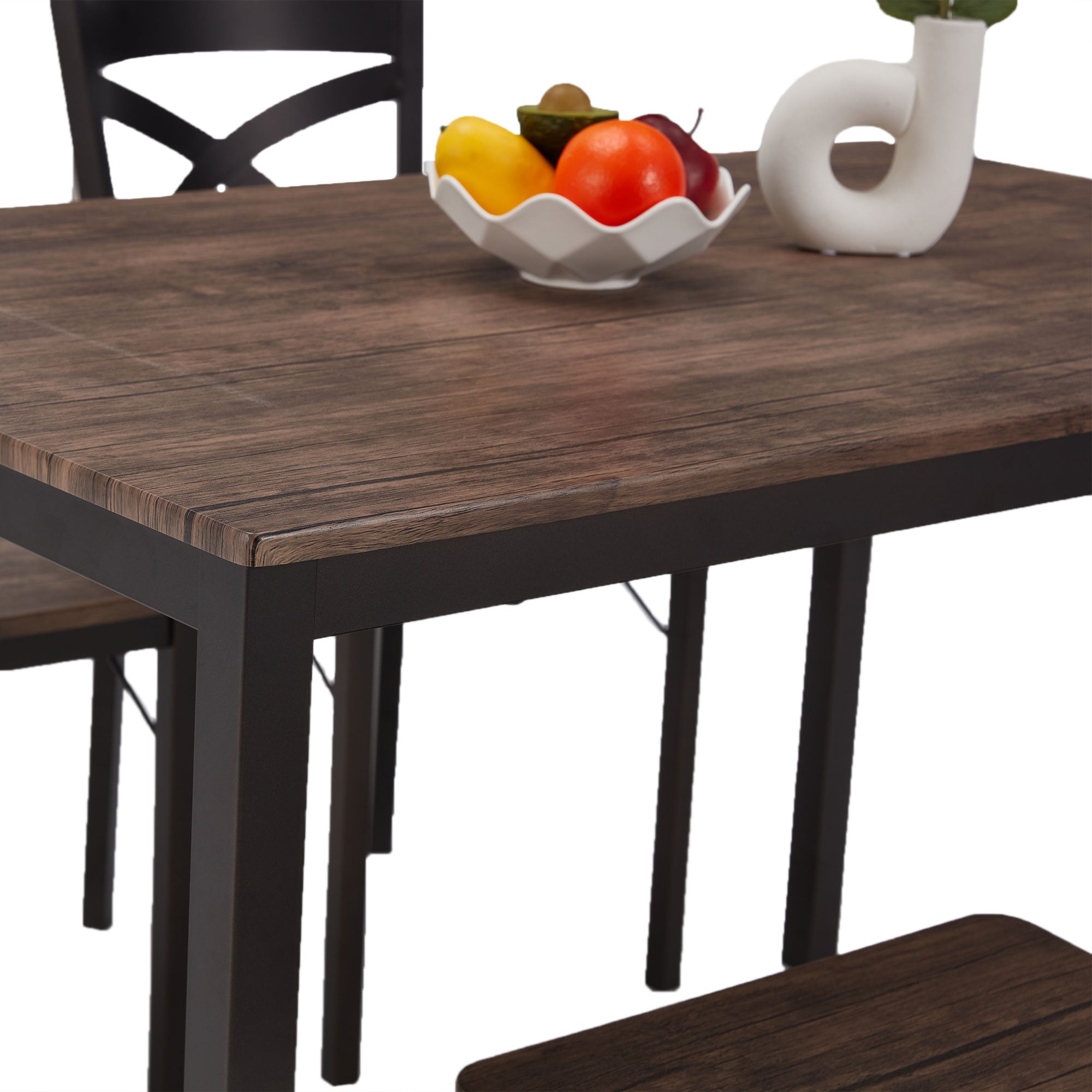 JOMEED 5 Piece Metal Kitchen Dining Table and Chairs Set, Brown/Black (Open Box) - VMInnovations
