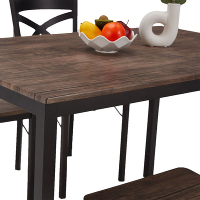 JOMEED 5 Piece Metal Kitchen Dining Table and Chairs Set, Brown/Black (Open Box) - VMInnovations