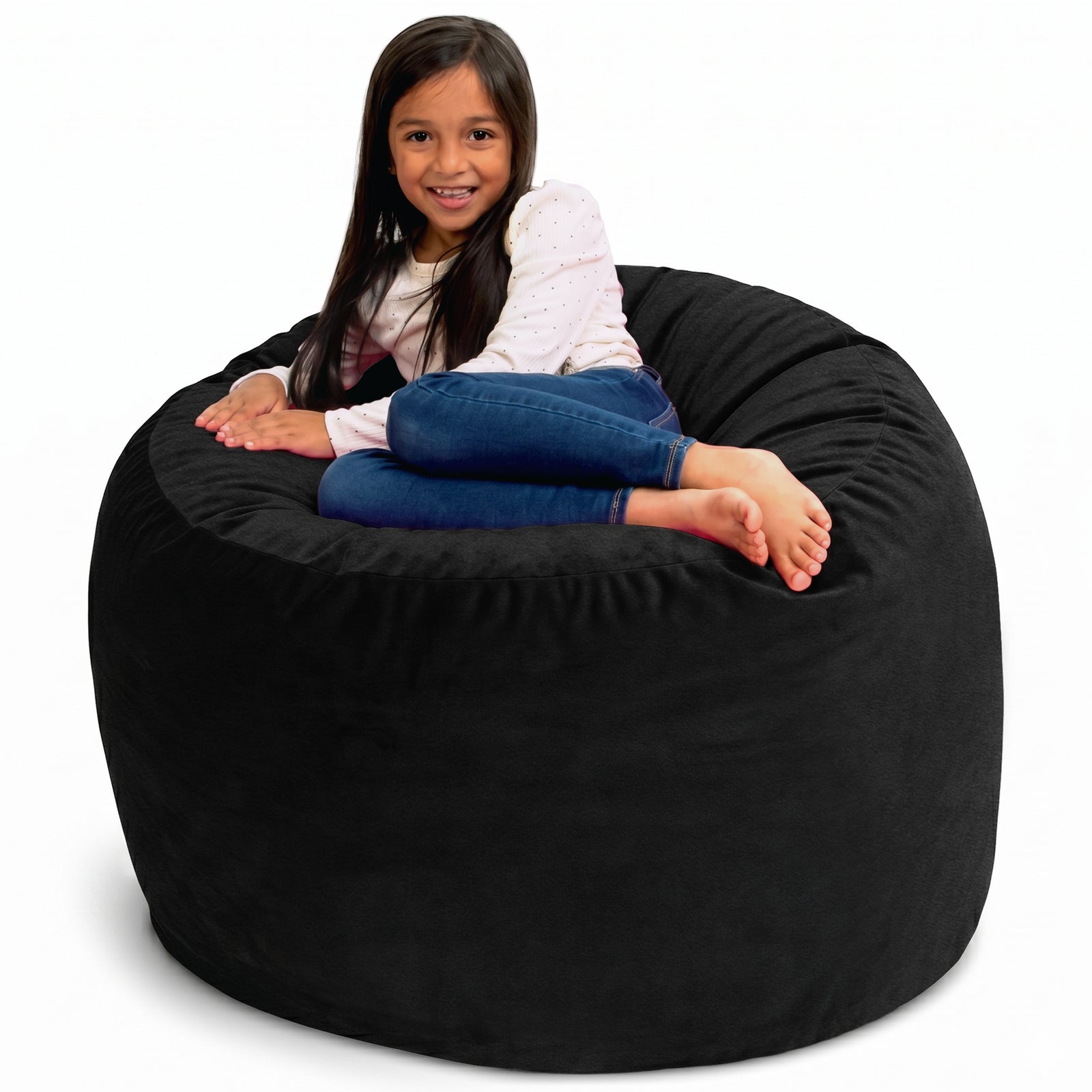 Ultimate Sack 3ft Bean Bag Chair, Oversized Indoor Comfy Lounger, Black Suede - VMInnovations