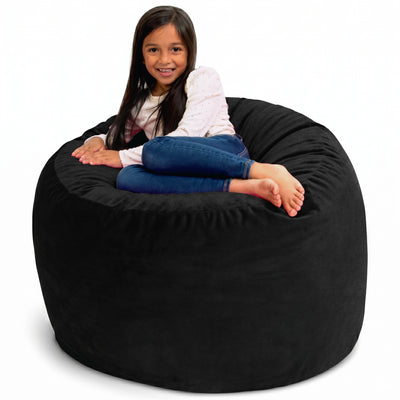 Ultimate Sack 3ft Bean Bag Chair, Oversized Indoor Comfy Lounger, Black Suede - VMInnovations