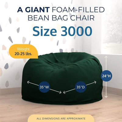 Ultimate Sack 3ft Bean Bag Chair, Oversized Indoor Comfy Lounger, Hunter Suede