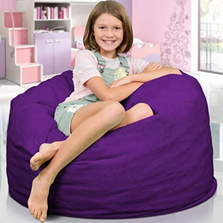 Ultimate Sack 3ft Bean Bag Chair, Oversized Indoor Comfy Lounger, Purple Suede