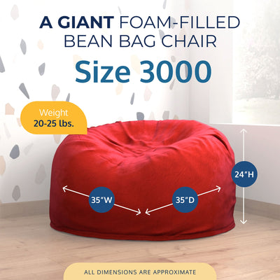 Ultimate Sack 3ft Bean Bag Chair, Oversized Indoor Comfy Lounger, Red Suede
