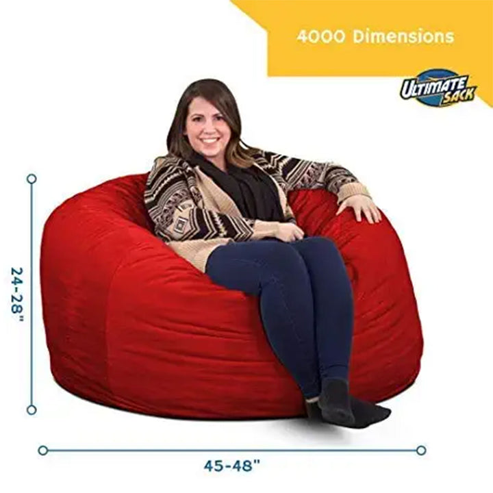 Ultimate Sack 4ft Bean Bag Chair and Footstool, Oversized Lounger, Black Suede