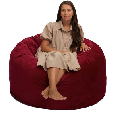 Ultimate Sack 4ft Bean Bag Chair, Oversized Indoor Lounger, Burgundy (Open Box) - VMInnovations