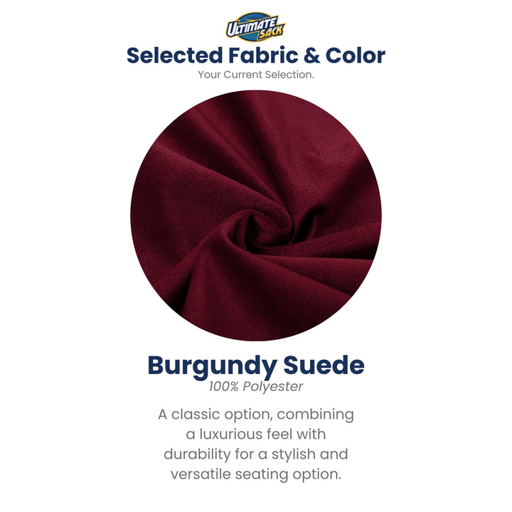 Ultimate Sack 6' Bean Bag Chair and Footstool, Oversized Lounger, Burgundy Suede