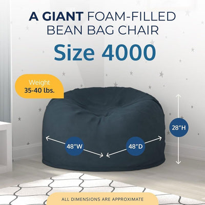 Ultimate Sack 4ft Bean Bag Chair, Oversized Indoor Comfy Lounger, Cloud Suede
