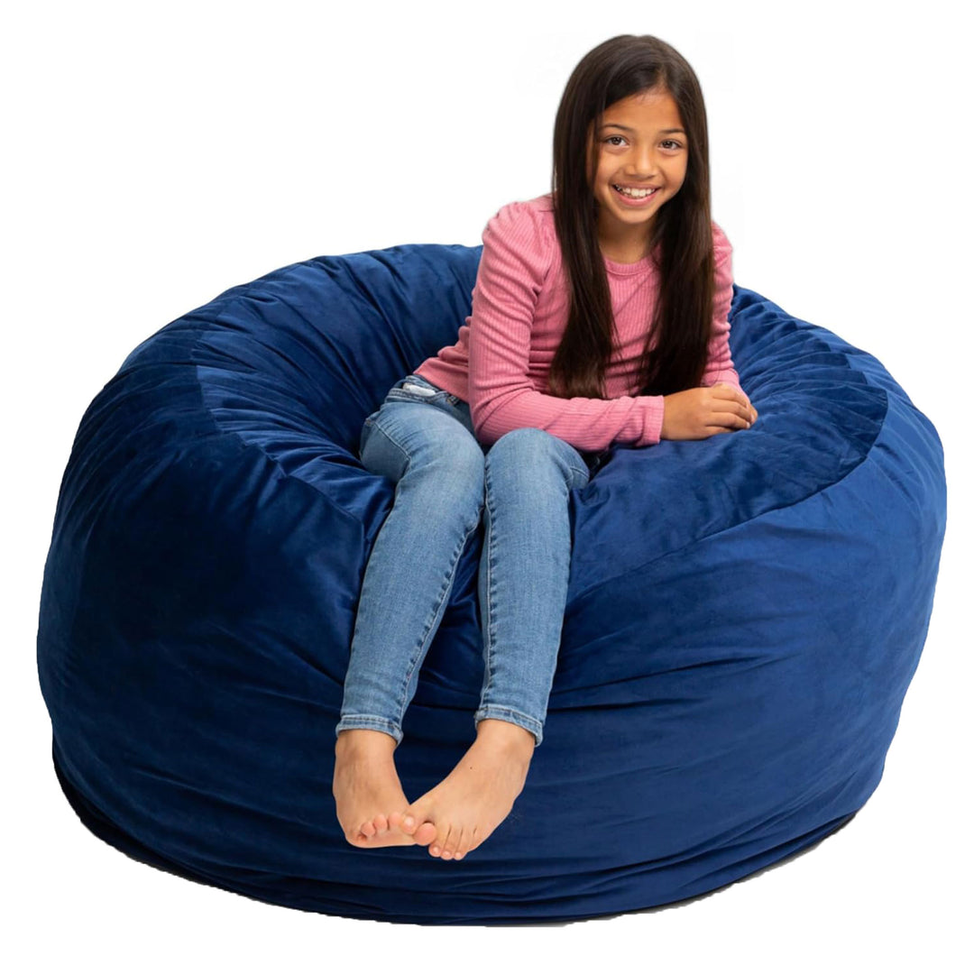 Ultimate Sack 4ft Bean Bag Chair, Oversized Indoor Comfy Lounger, Blue Suede