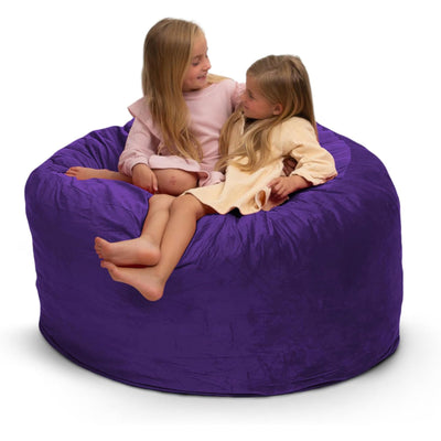 Ultimate Sack 4ft Bean Bag Chair, Oversized Indoor Comfy Lounger, Purple Suede - VMInnovations