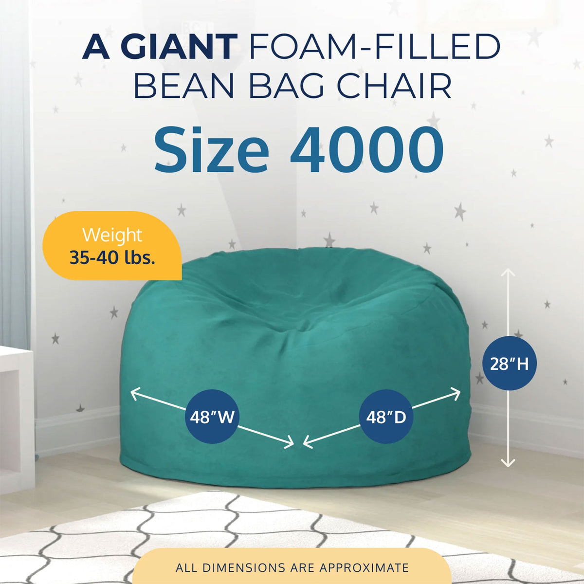 Ultimate Sack 4 Foot Foam Filled Washable Suede Covered Bean Bag Chair (Used)