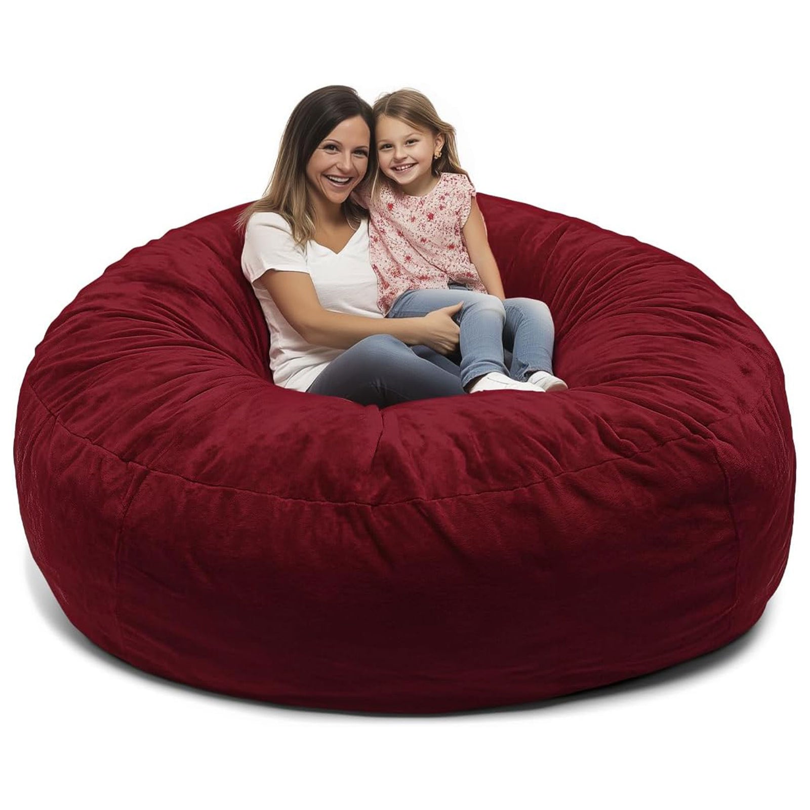 Ultimate Sack 5ft Bean Bag Chair, Oversized Indoor Comfy Lounger, Burgundy Suede - VMInnovations