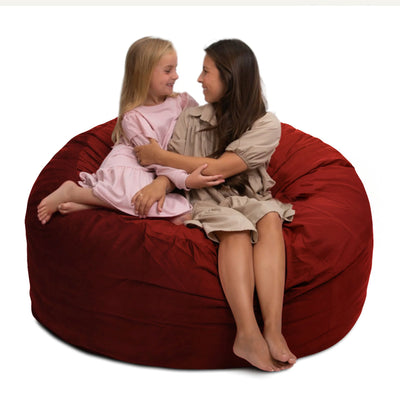 Ultimate Sack 5ft Bean Bag Chair, Oversized Indoor Comfy Lounger, Burgundy Suede (Open Box)