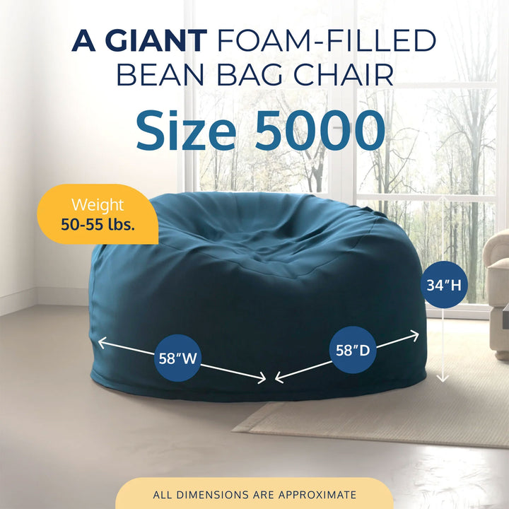 Ultimate Sack 5ft Bean Bag Chair, Oversized Indoor Comfy Lounger, Cloud Suede
