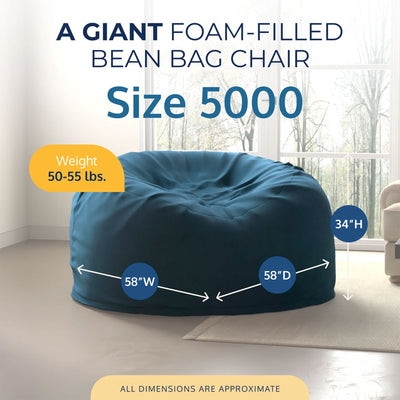 Ultimate Sack 5ft Bean Bag Chair, Oversized Comfy Lounger, Suede (Open Box) - VMInnovations