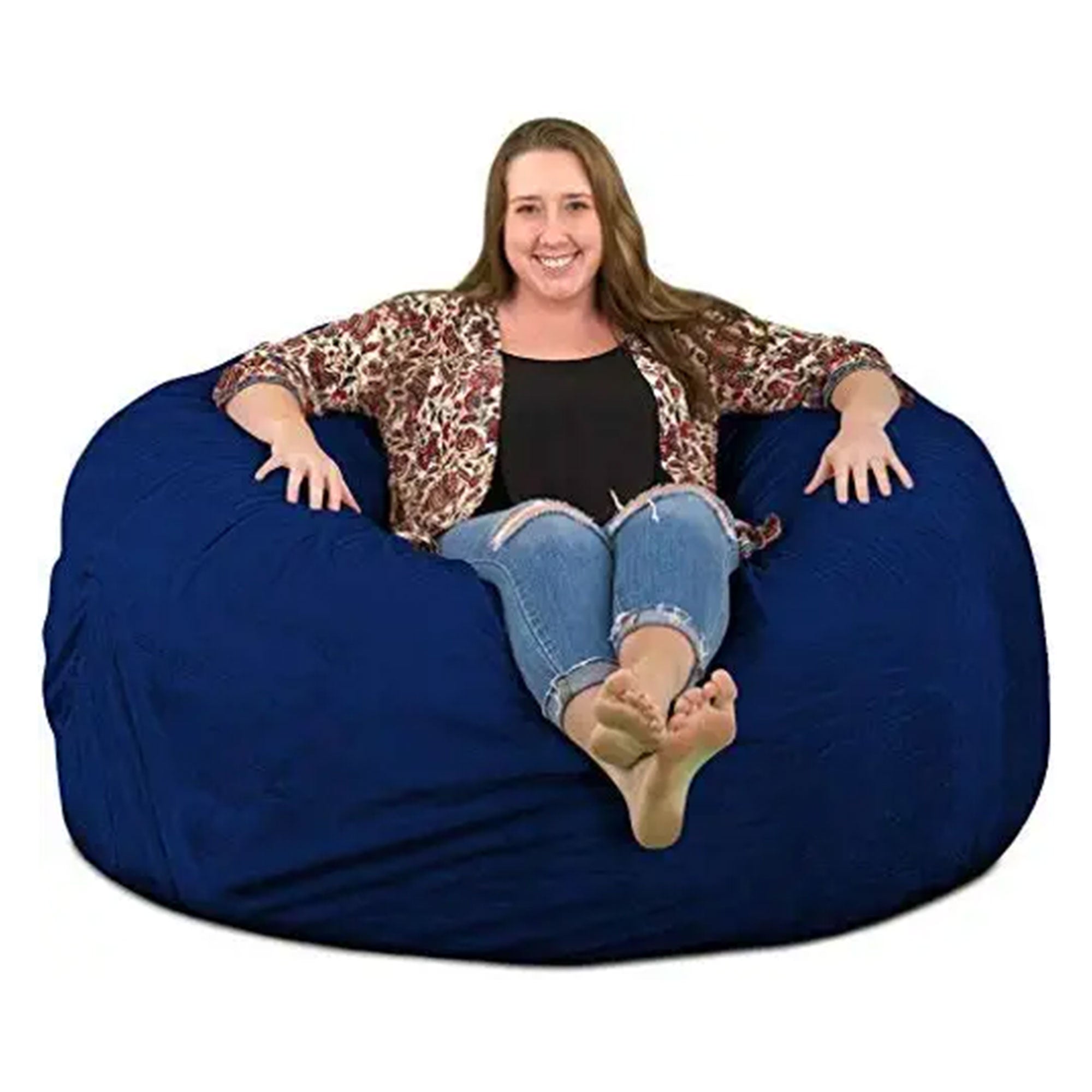 Ultimate Sack 5ft Foam Filled Washable Suede Cover Bean Bag Chair, Electric Blue