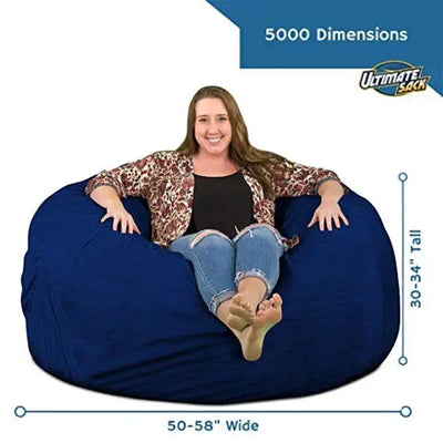 Ultimate Sack 5ft Foam Filled Washable Suede Cover Bean Bag Chair, Electric Blue