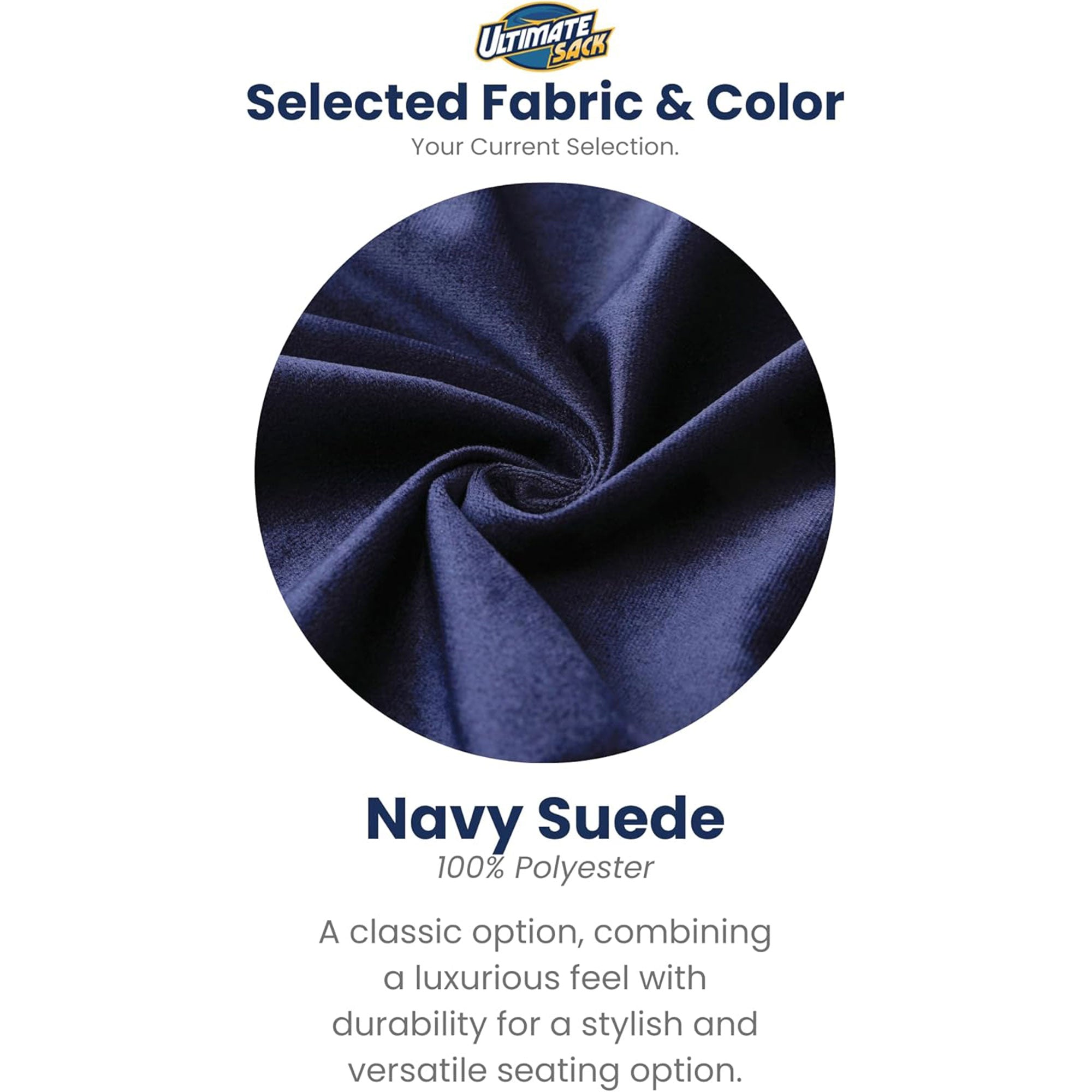 Ultimate Sack 4ft Bean Bag Chair, Oversized Indoor Comfy Lounger, Blue Suede
